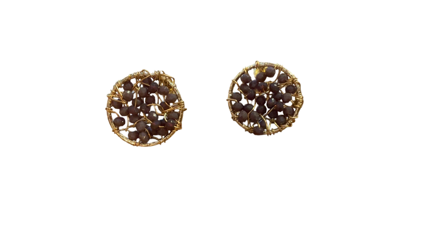 Earrings Small Gold and dark purple