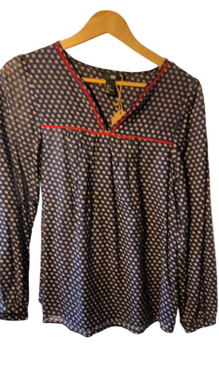 H&M Blouse 36 Navy blue and beige