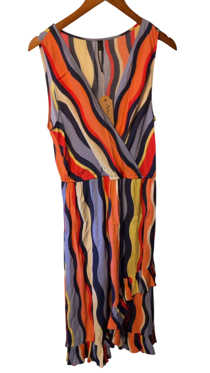 Tracy Reese Dress Small Multicolor (orange, red, yellow, navy, gray, cream)