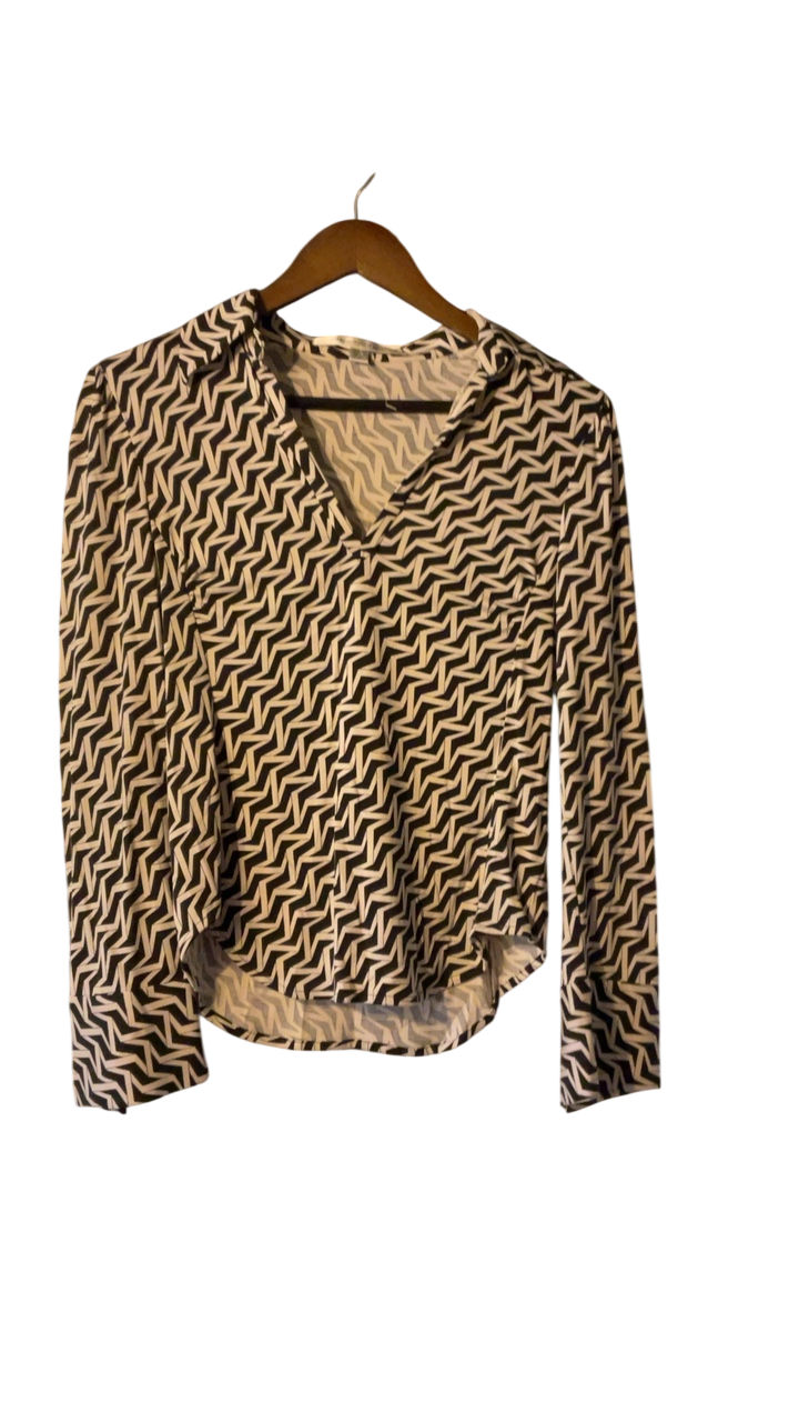 Diane Von Furstenberg Blouse 6 White and Black