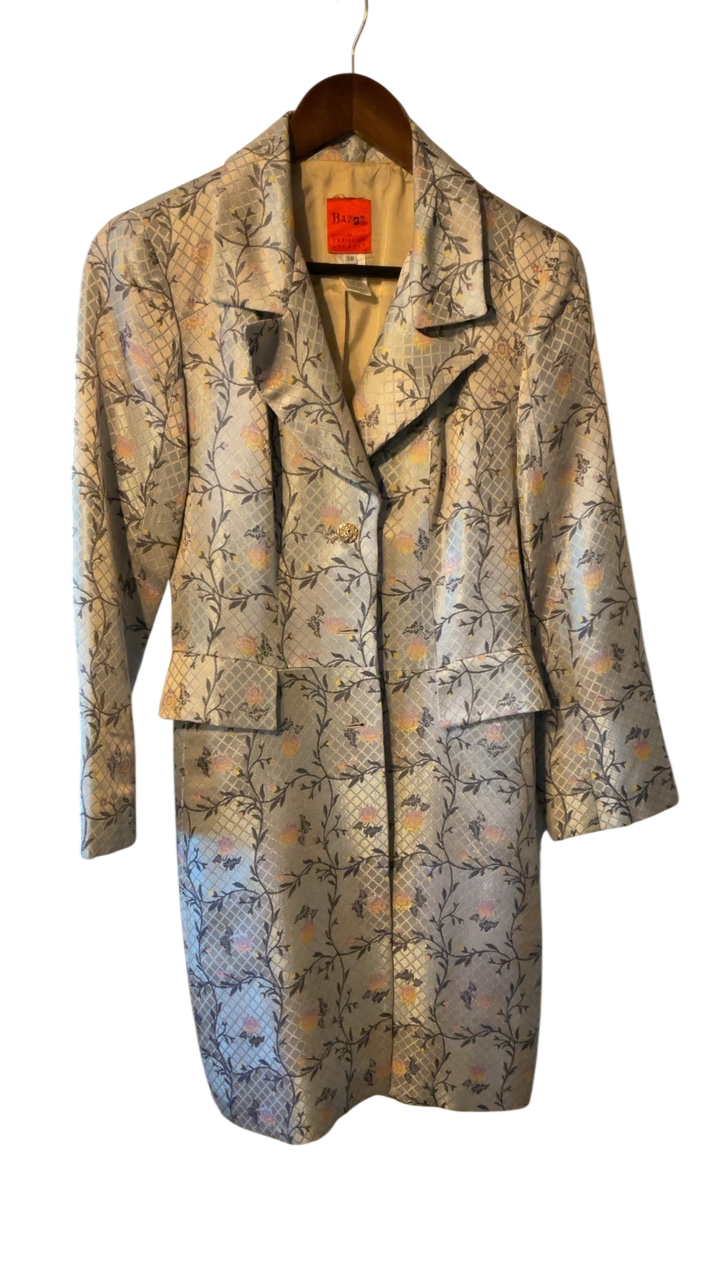 Bazar de Christian Lacroix Jacket 38 Blue with floral pattern