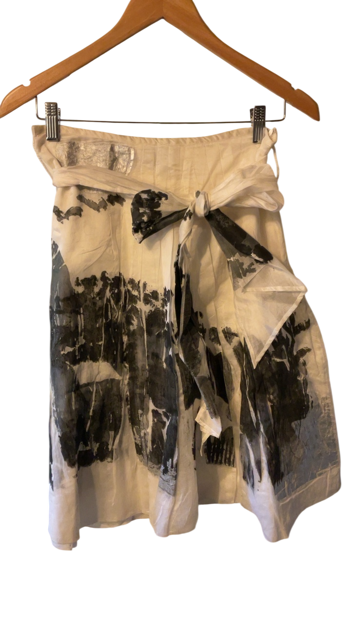 Adolfo Dominguez Skirt 36 Cream with Black pattern