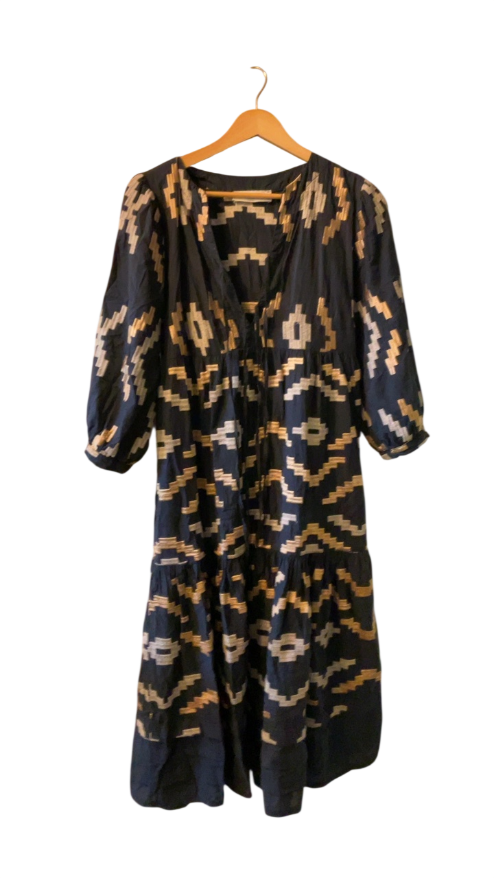 Greek Archaic Kori Dress XS Black, Beige