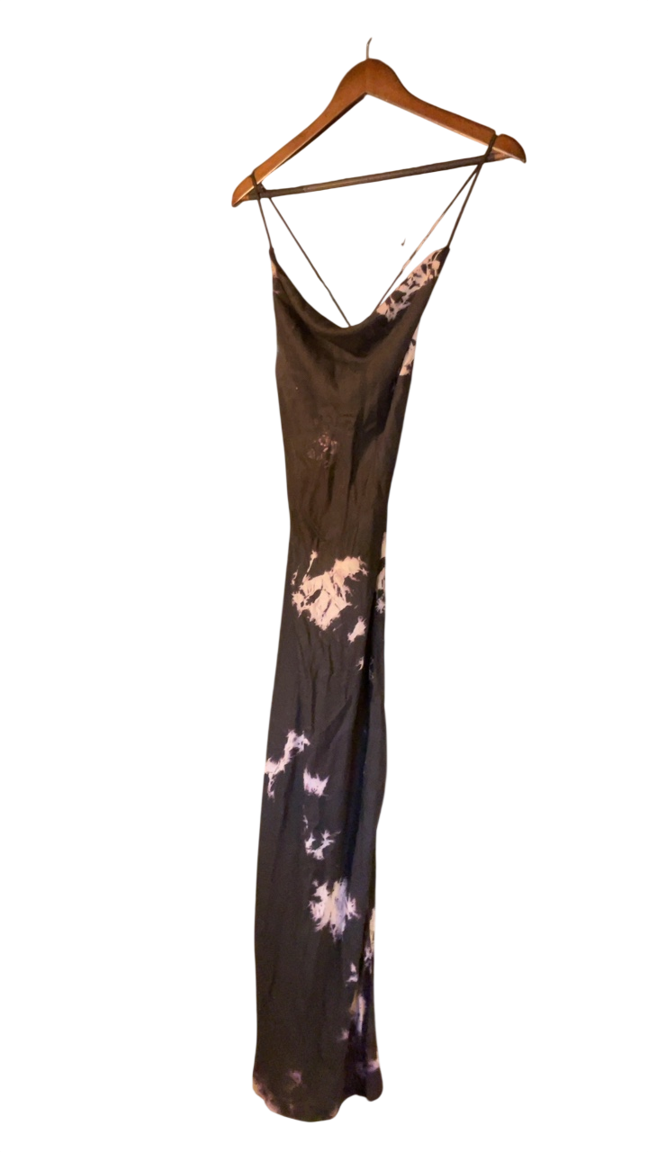 Carolina K Dress XS Black with pink and purple tie-dye pattern
