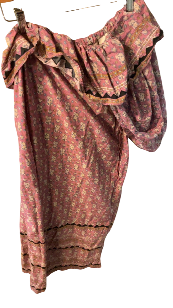 Sea Skirt XS Pink with multicolored floral and geometric patterns