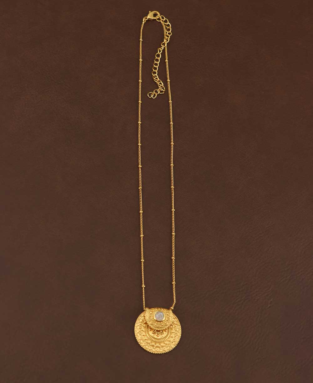 Culture Spot - Inspirational Gold Plated Mandala Necklace with Rainbow Moon