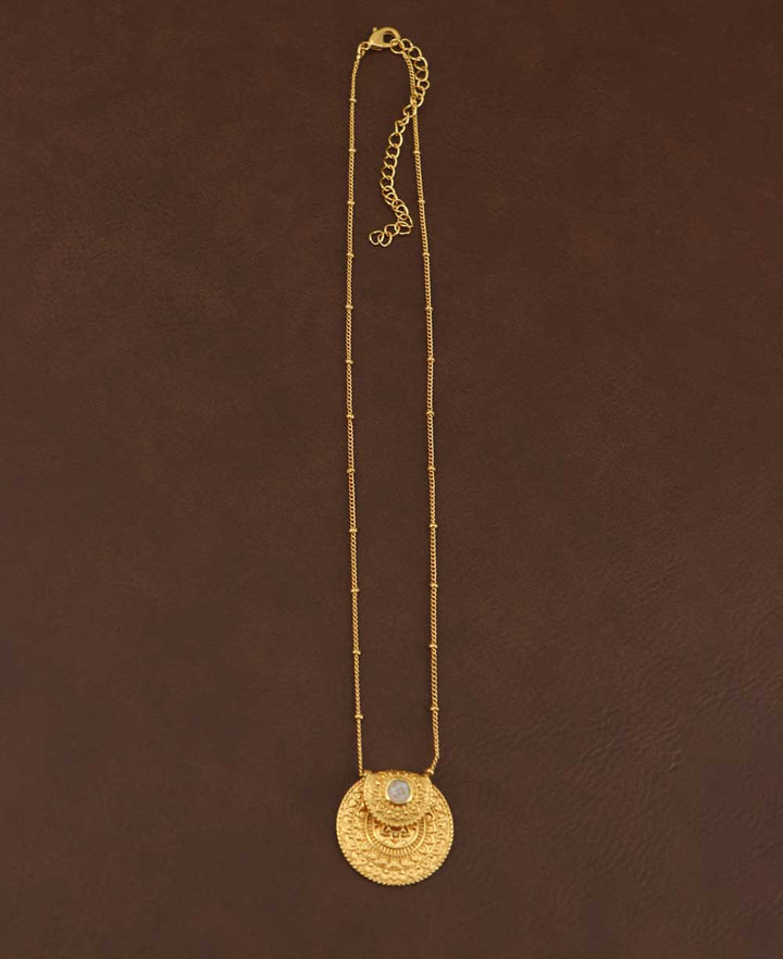 Culture Spot - Inspirational Gold Plated Mandala Necklace with Rainbow Moon