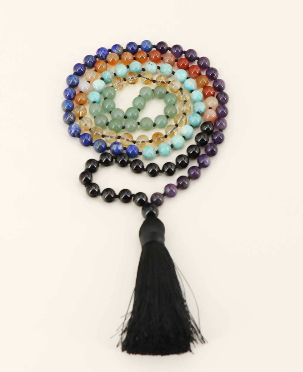 Culture Spot - 108 Knotted Gemstone Beads Chakra Meditation Mala