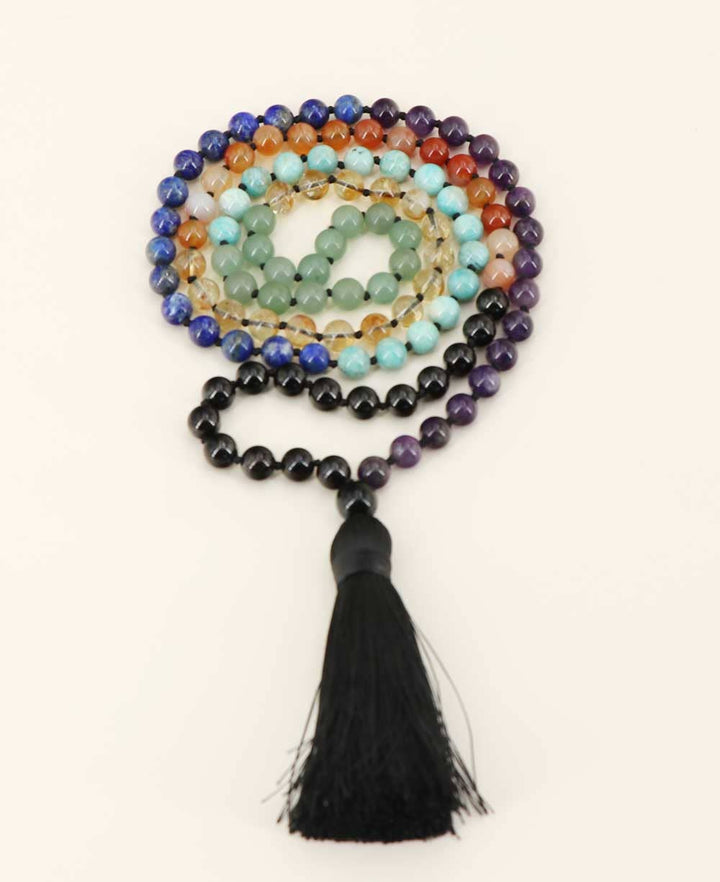 Culture Spot - 108 Knotted Gemstone Beads Chakra Meditation Mala
