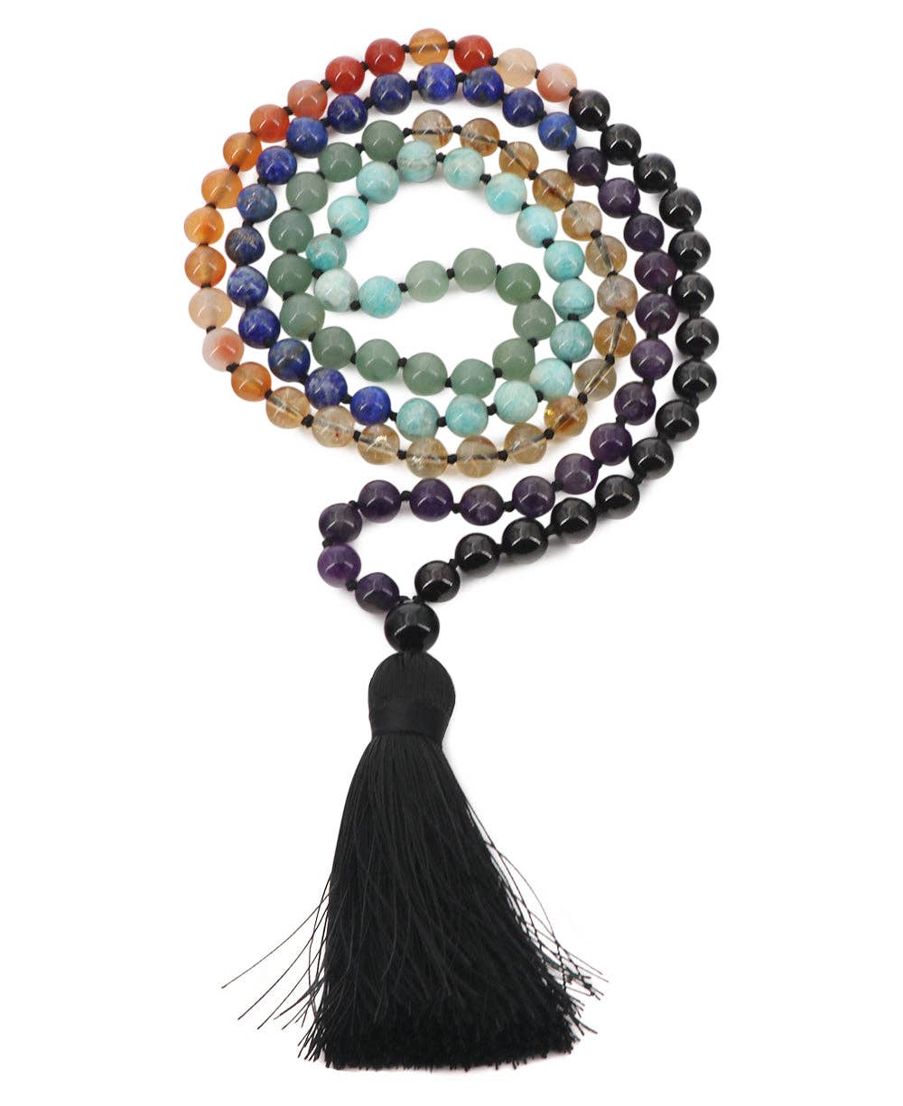 Culture Spot - 108 Knotted Gemstone Beads Chakra Meditation Mala