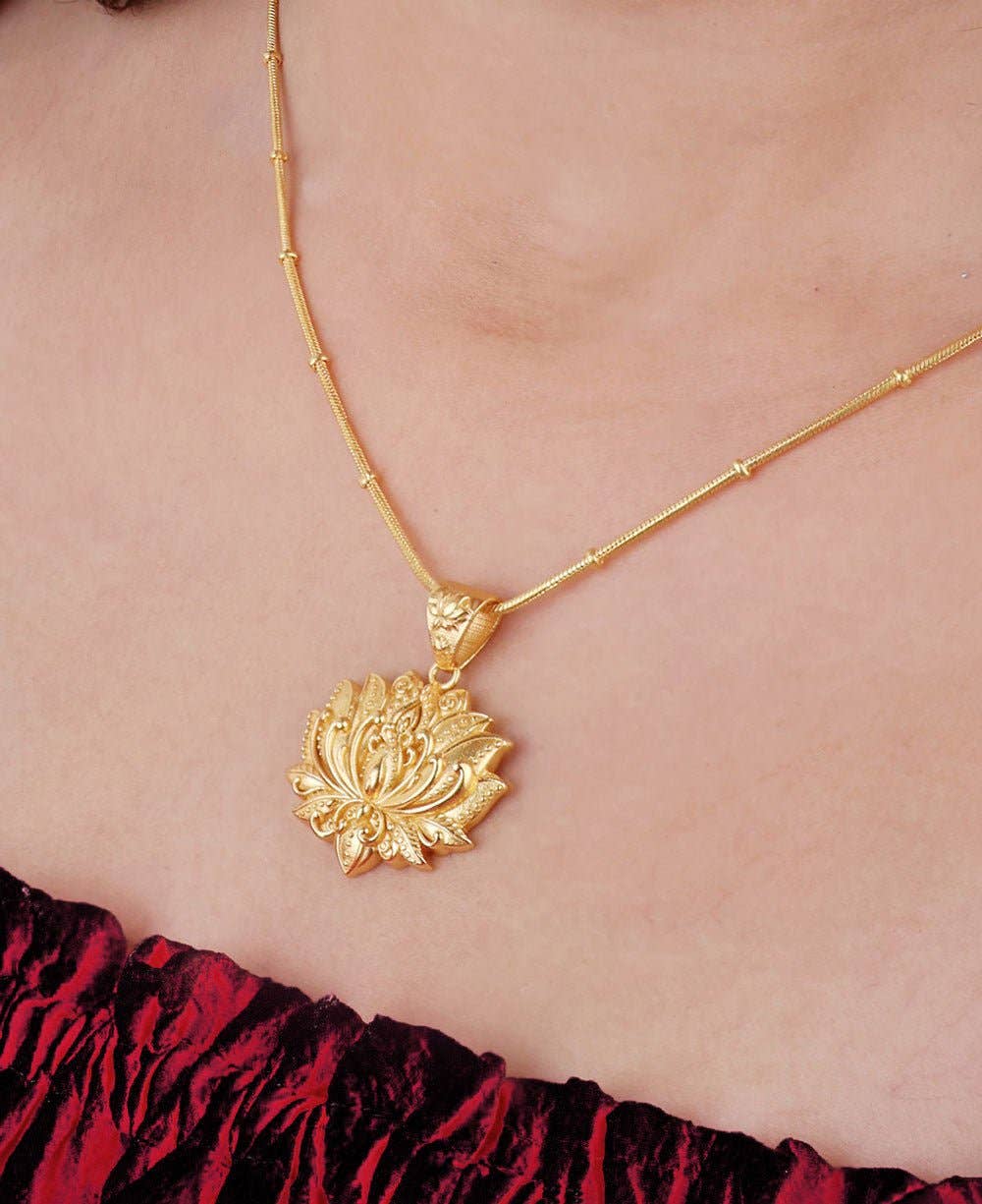 Culture Spot - Gold Plated Full Bloom Lotus Necklace
