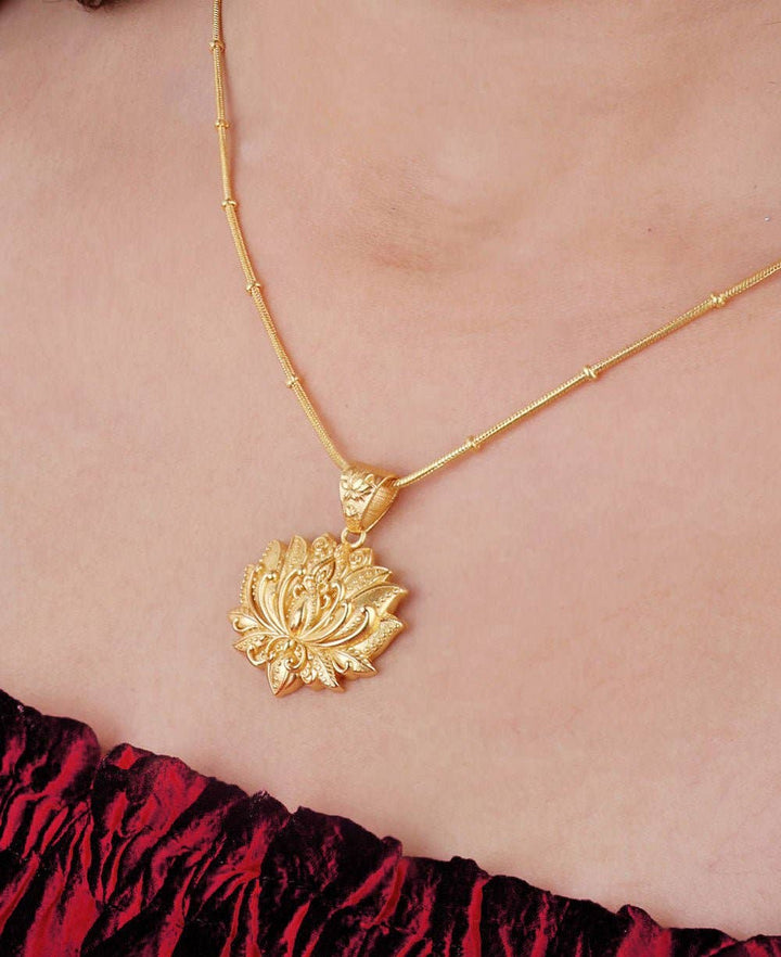 Culture Spot - Gold Plated Full Bloom Lotus Necklace