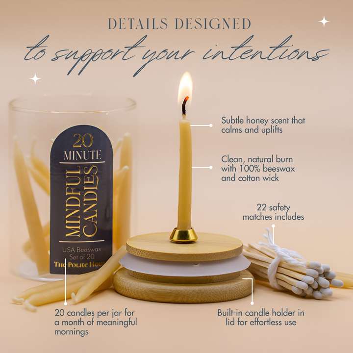 The Polite House - 20-Minute Beeswax Candles-  In Glass Jar