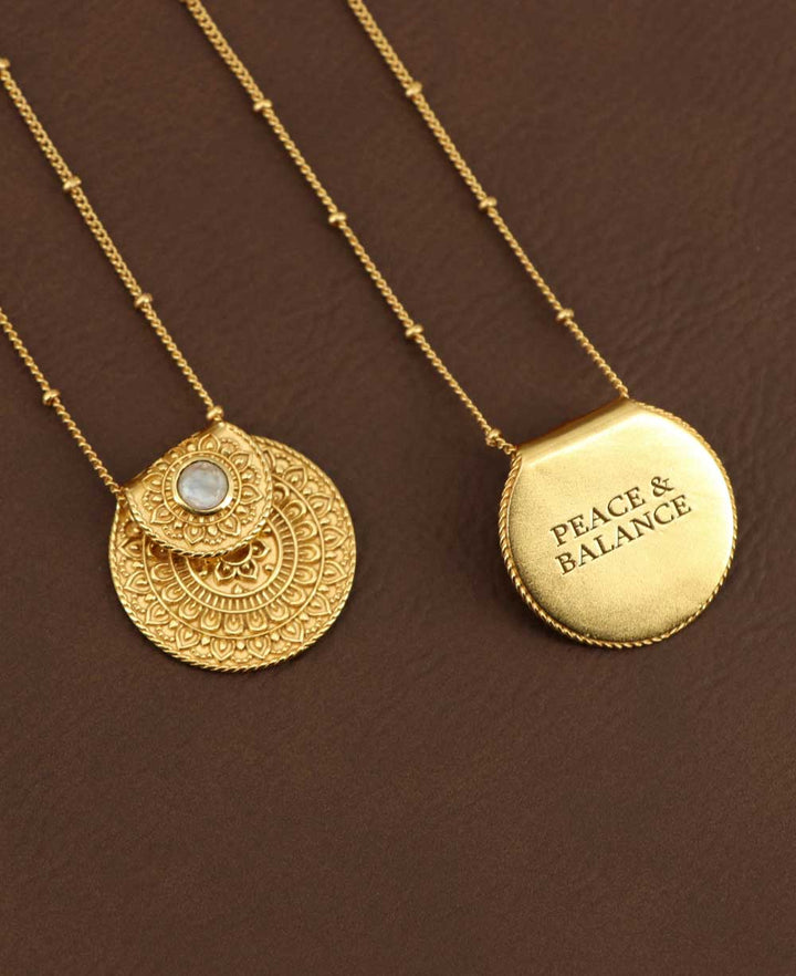 Culture Spot - Inspirational Gold Plated Mandala Necklace with Rainbow Moon