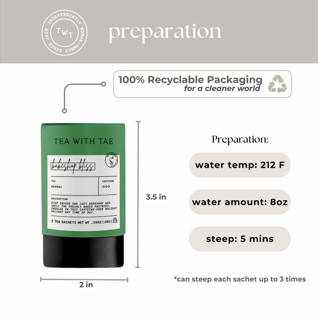 Tea with Tae - Bakeshop Bliss Holiday Herbal Mini Tube Gift (5 tea bags)