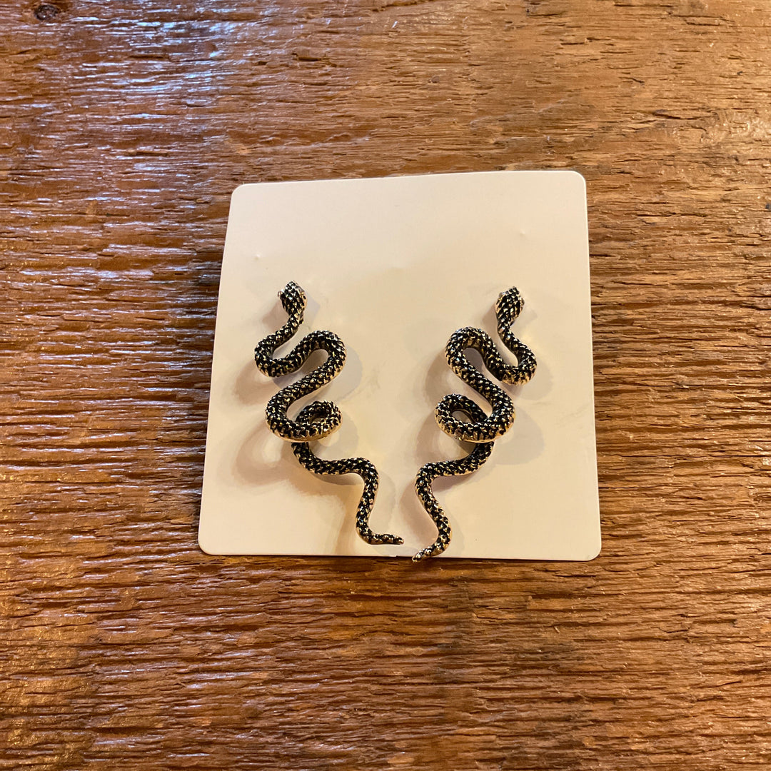 Snake Earrings - Metal in Bronze Color