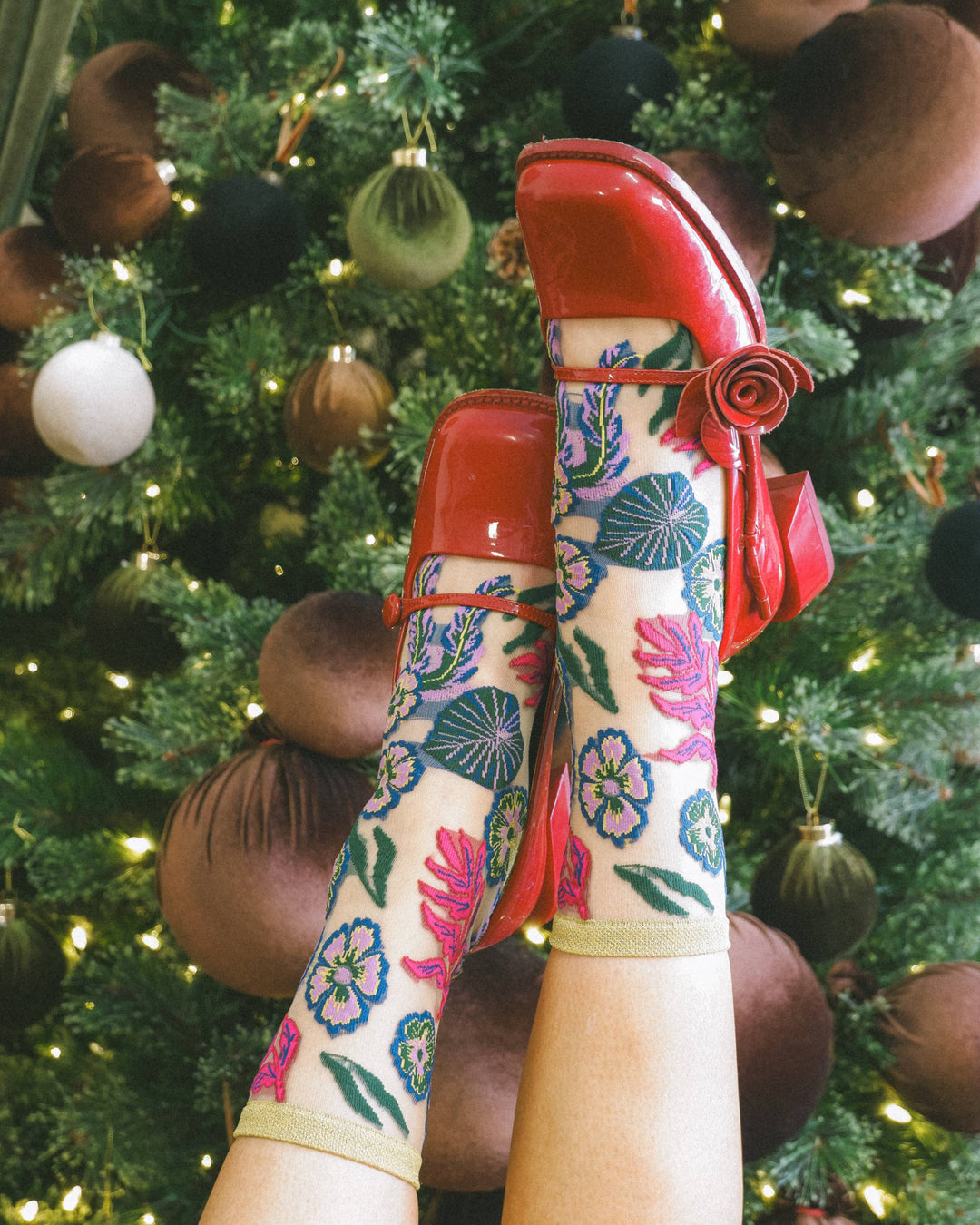 Sock Candy - Festive Floral Sheer Crew Sock