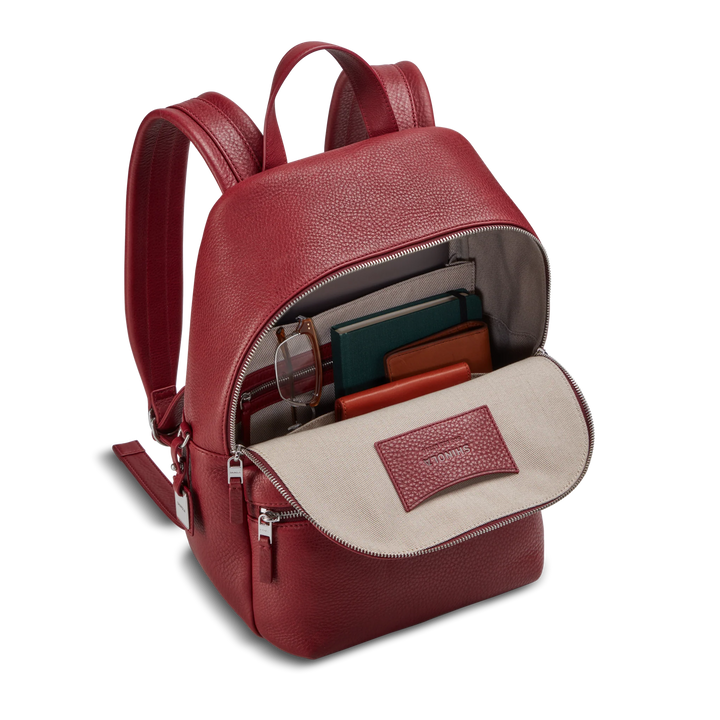 Shinola Runwell Small Backpack - Natural Grain Leather in Ruby Color