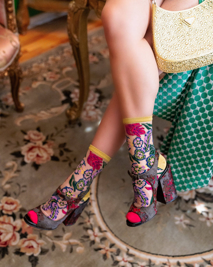 Sock Candy - Festive Floral Sheer Crew Sock