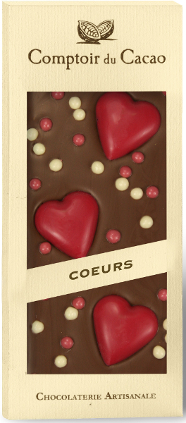 French Feast - Comptoir du Cacao Milk chocolate bar  hearts