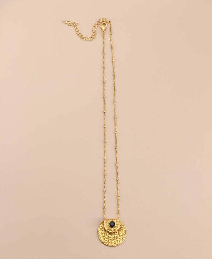 Culture Spot - Inspirational Gold Plated Mandala Necklace with Black Onyx Stone
