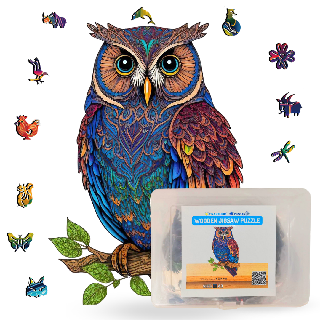 Crafthub - Enchanting Owl Wooden Jigsaw Puzzle - Perfect Gift