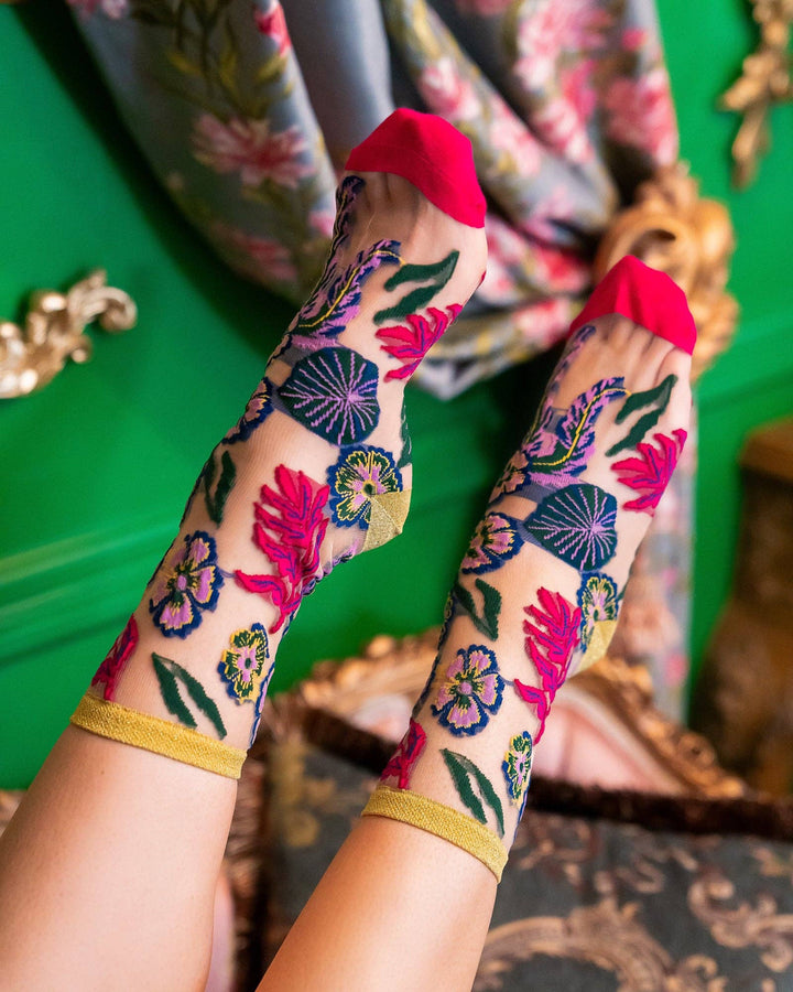 Sock Candy - Festive Floral Sheer Crew Sock