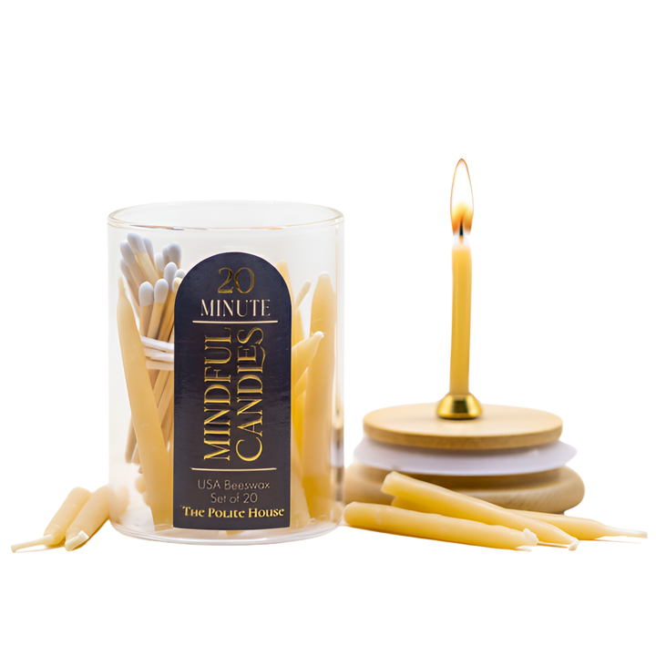 The Polite House - 20-Minute Beeswax Candles-  In Glass Jar