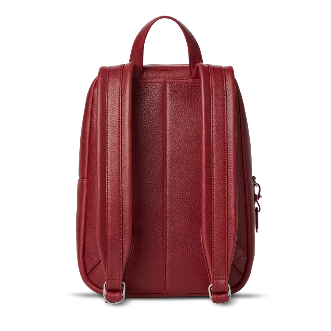 Shinola Runwell Small Backpack - Natural Grain Leather in Ruby Color
