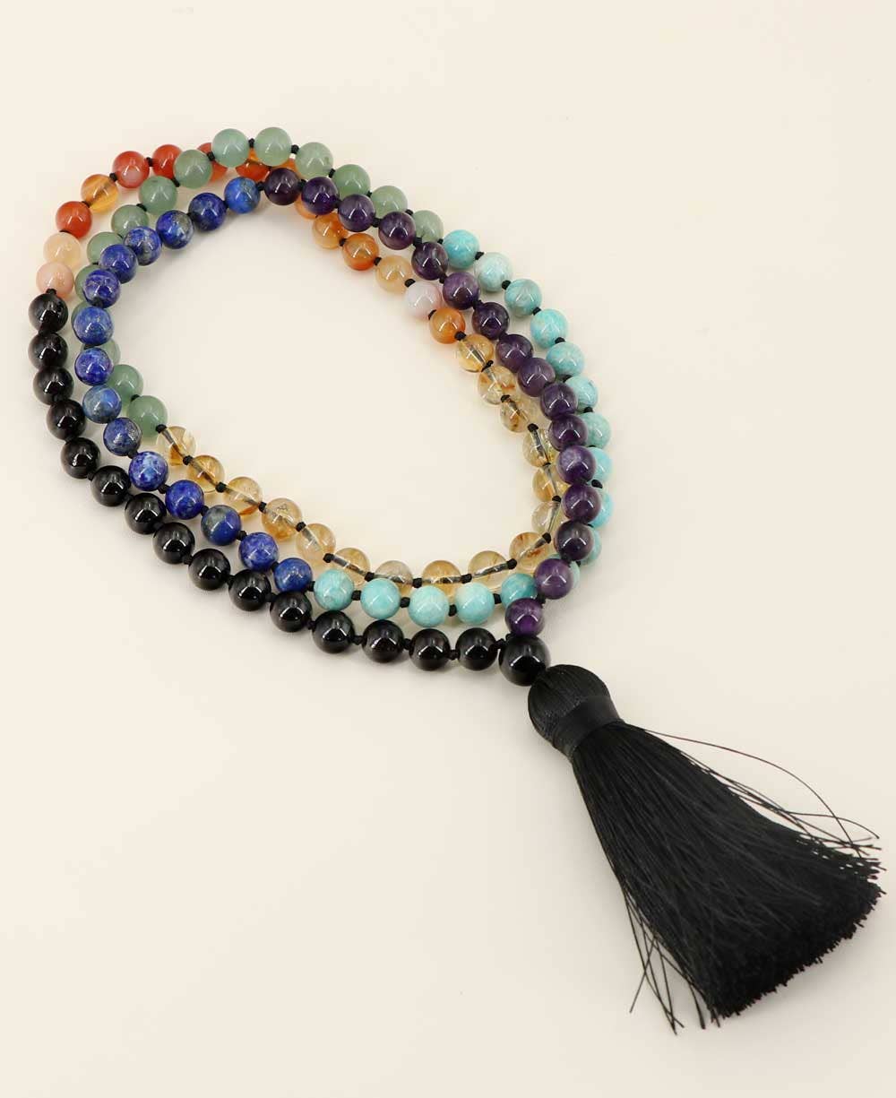 Culture Spot - 108 Knotted Gemstone Beads Chakra Meditation Mala