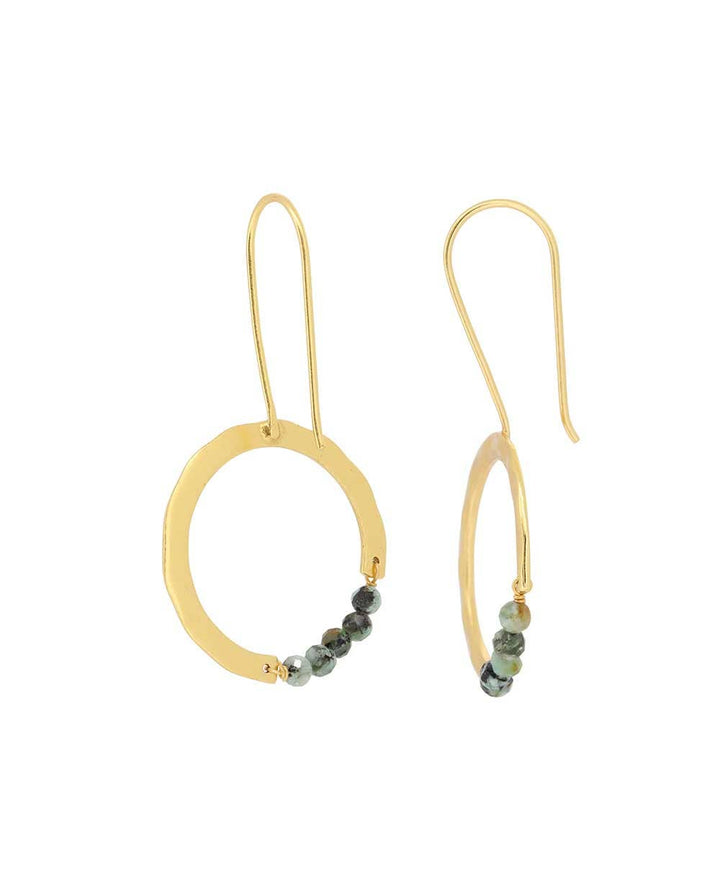 Culture Spot - Gold-Plated Brass Hoop Earrings with Turquoise Beads