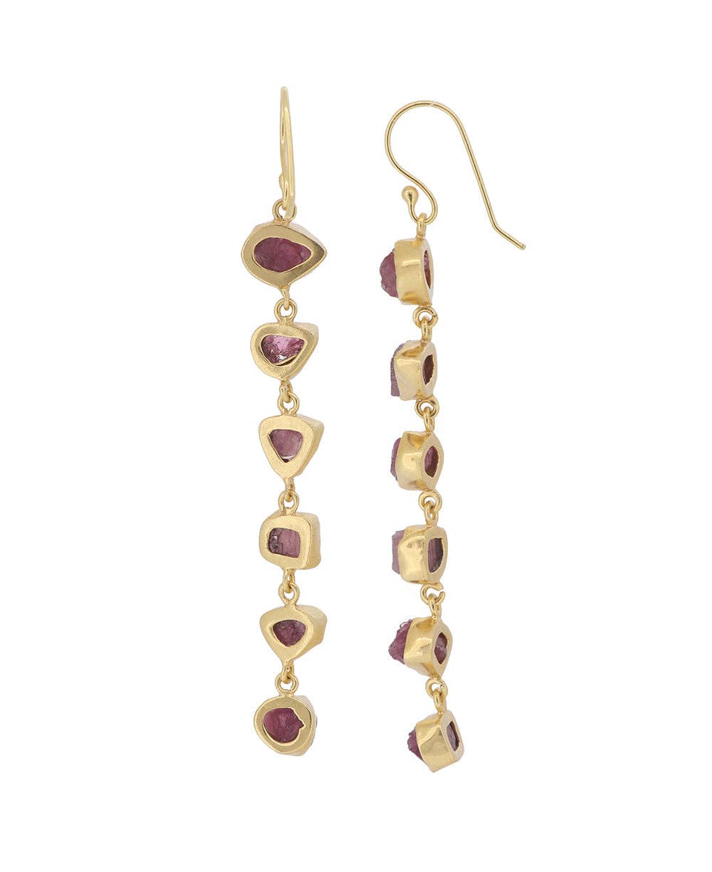 Culture Spot - Raw Pink Tourmaline Dangle Earrings