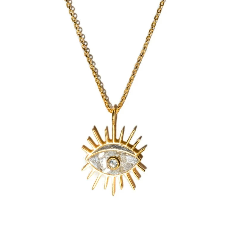 Shana Gulati "Third Eye" Aquamarine, Resin and Gold Pendant Necklace