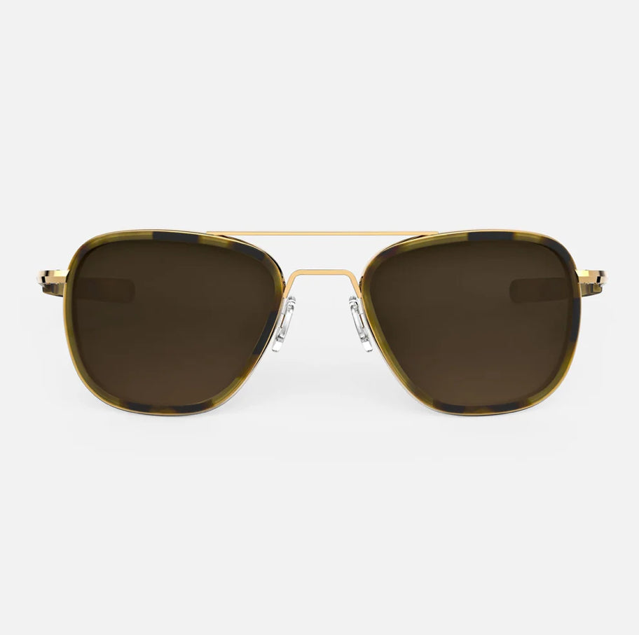 Randolph Aviator Fusion Sunglasses - 23K Gold & Caramel Tortoise Inlay & Cape Sand (AI024)