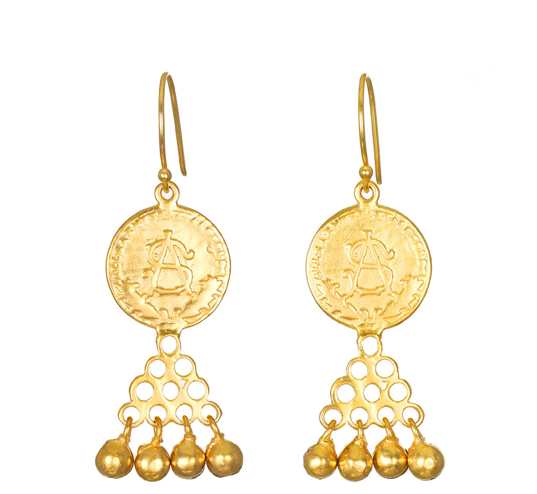 Satya Coin Triangle Drop Earrings