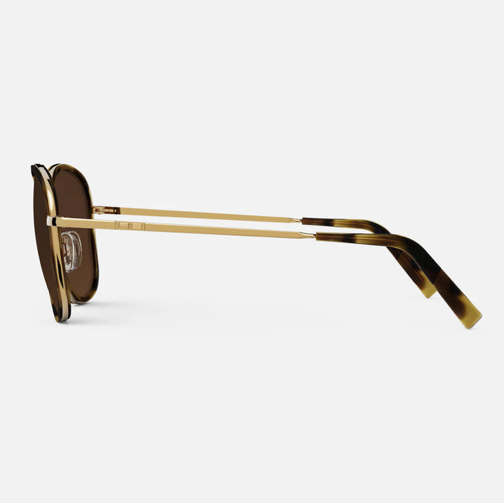 Randolph Elinor Fusion Sunglasses - 23K Gold & Dark Caramel Tortoise Inlay & Cape Sand (EI010)