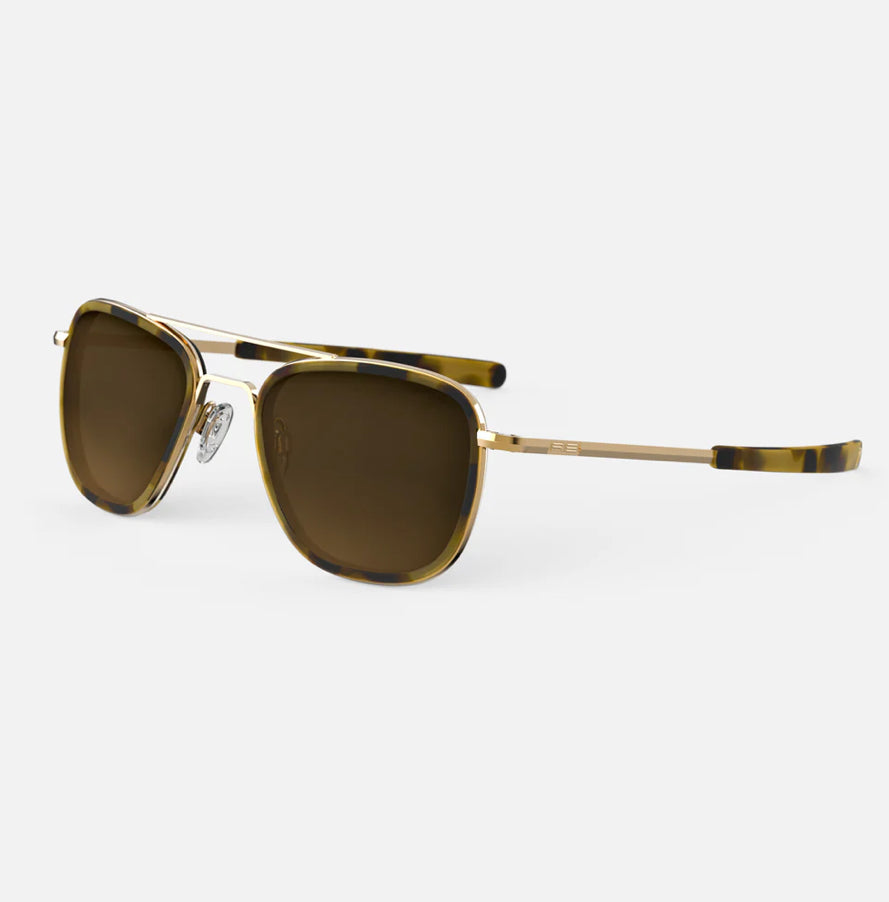 Randolph Aviator Fusion Sunglasses - 23K Gold & Caramel Tortoise Inlay & Cape Sand (AI024)