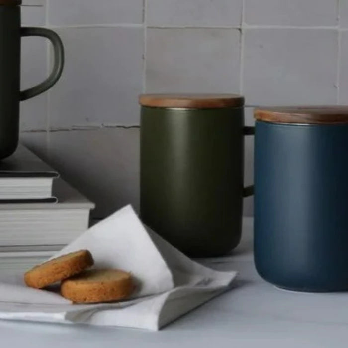 OGO Living Juliet Stoneware Tea Mug + Acacia Lid