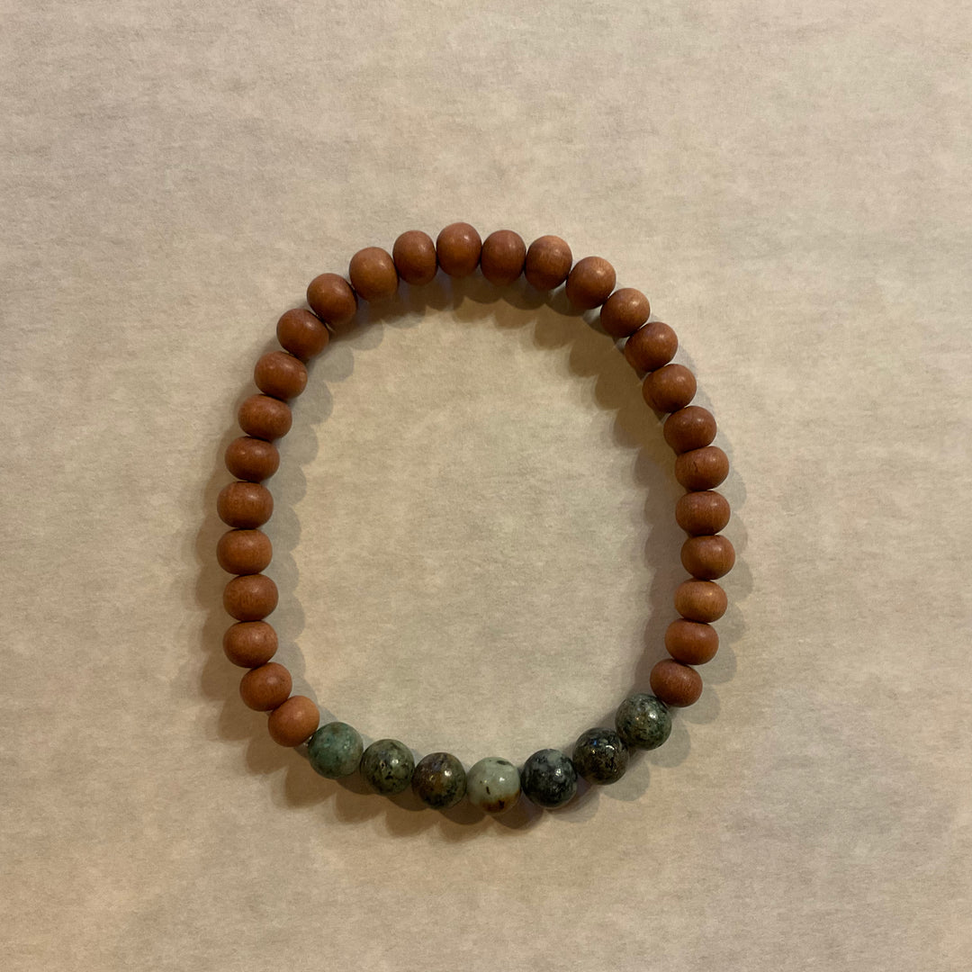 Culture Spot - African Turquoise and Sandalwood Mala Beaded Bracelet