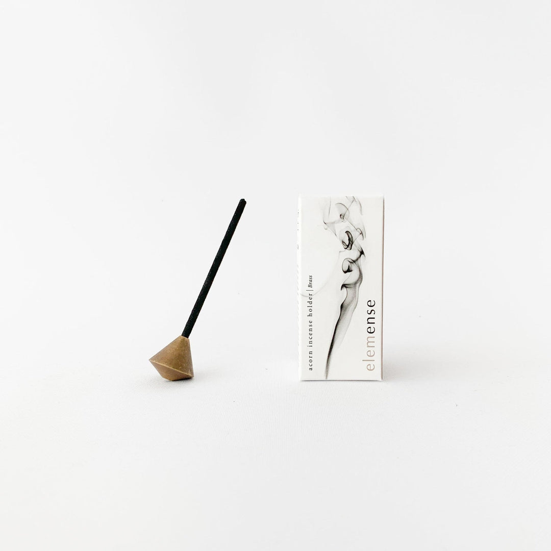 Elemense brass acorn incense holder