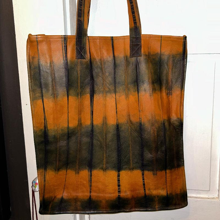 Tie Dye Leather Tote Bag