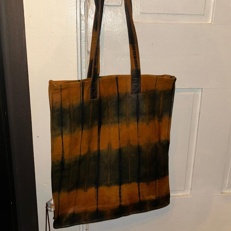 Tie Dye Leather Tote Bag