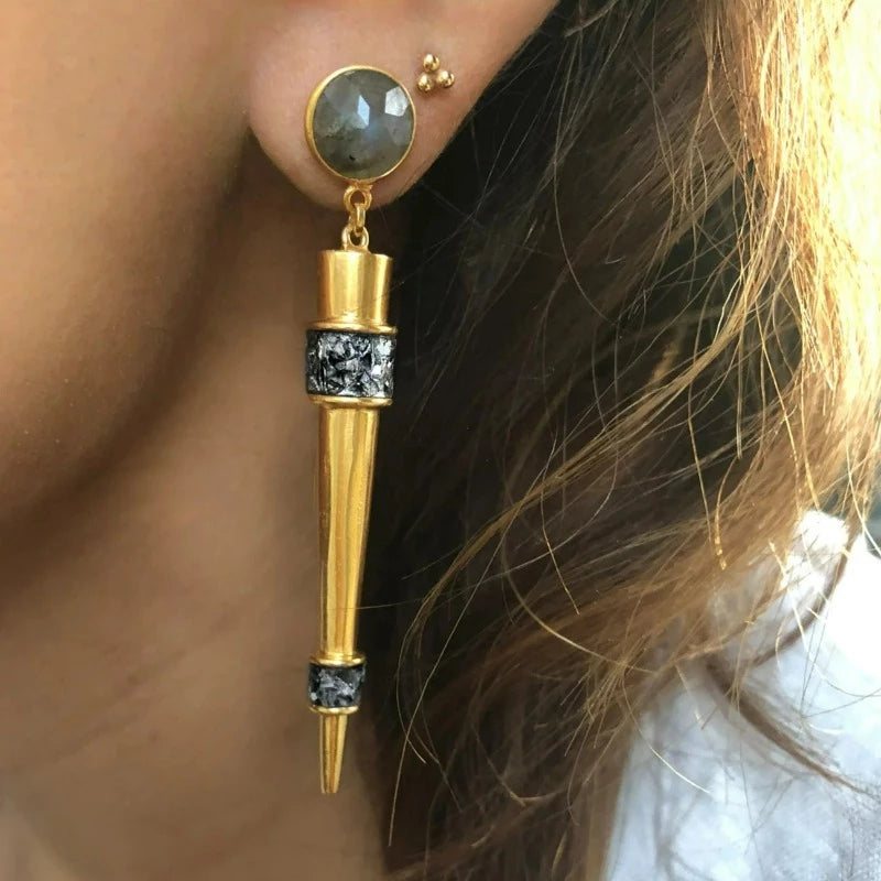 Shana Gulati "Ishim" Spike Labradorite and Gold Earrings