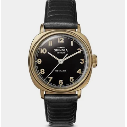 Shinola Mechanic 39mm Watch - Black Leather Strap