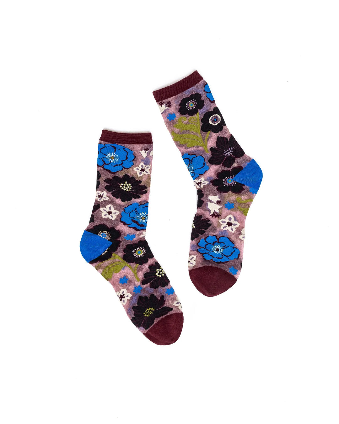 Sock Candy - Electric Dusk Floral Shimmer Sheer