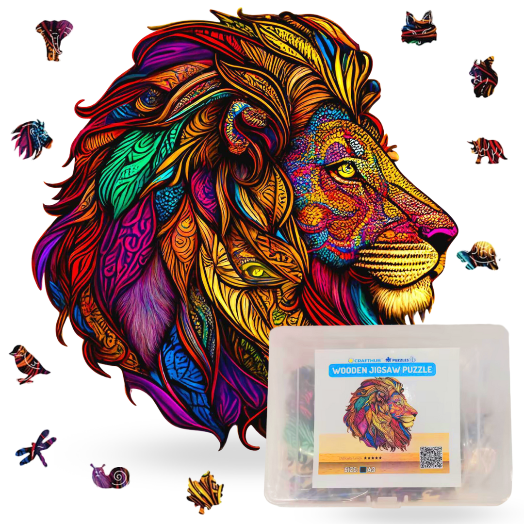 Crafthub - Majestic Lion Wooden Jigsaw Puzzle | Eco-Friendly