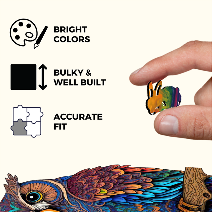 Crafthub - Enchanting Owl Wooden Jigsaw Puzzle - Perfect Gift