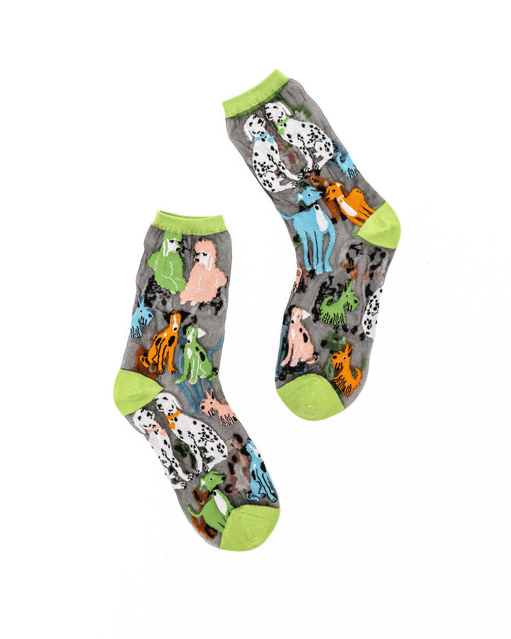 Sock Candy - Dopamine Dogs Black Sheer Crew Sock