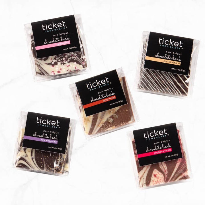 Ticket Chocolate - Chocolate Bark (3oz Retail Packaging) - Chocolate Candy Gift