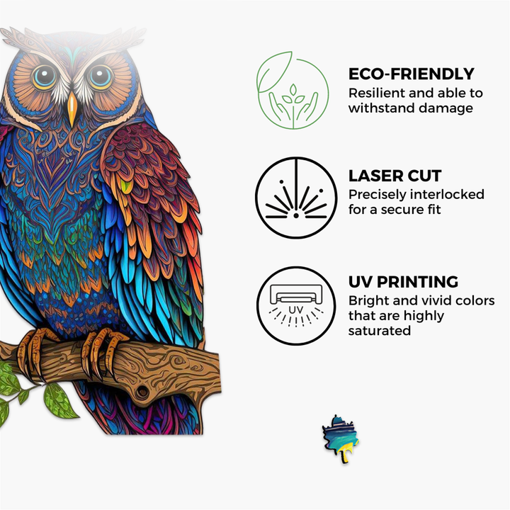 Crafthub - Enchanting Owl Wooden Jigsaw Puzzle - Perfect Gift